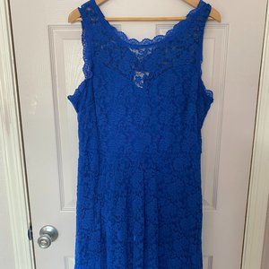 Cobalt Blue Plus Size Stretchy Lace Dress 2X